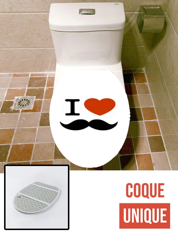 Housse de toilette - Décoration abattant wc I Love Moustache