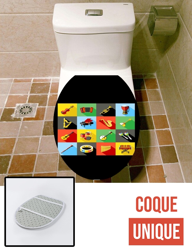 Housse de toilette - Décoration abattant wc Music Instruments Co