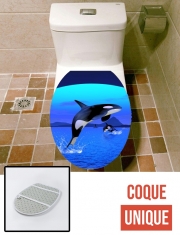 Housse de toilette - Décoration abattant wc Baleine