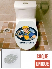 Housse de toilette - Décoration abattant wc Logo peintre - Artisan bâtiment avec texte personnalisable