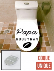 Housse de toilette - Décoration abattant wc Papa Rugbyman