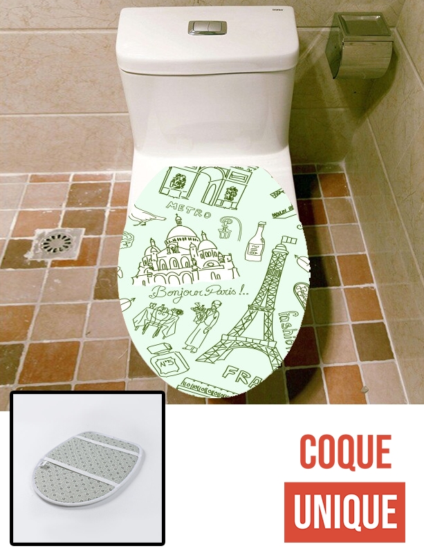 Housse de toilette - Décoration abattant wc Monuments de Paris