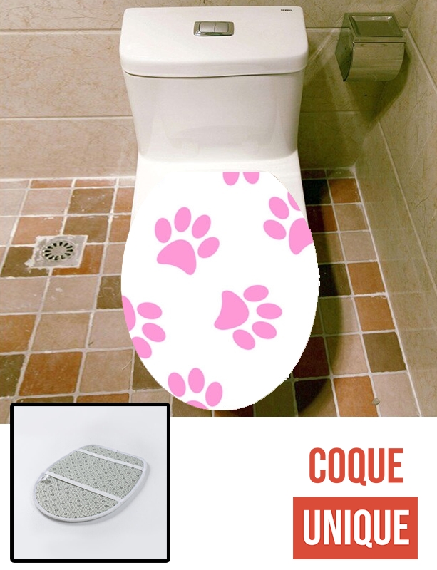 Housse de toilette - Décoration abattant wc Pas de Chat / Chien Rose