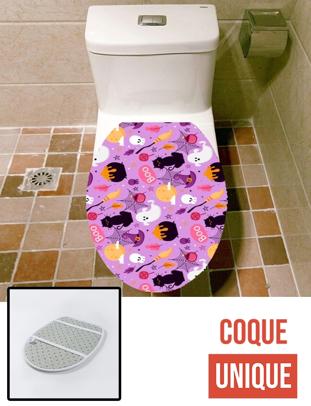 Housse de toilette - Décoration abattant wc Pink Halloween Pattern