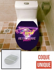 Housse de toilette - Décoration abattant wc Retrowave party nightclub dj neon