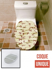 Housse de toilette - Décoration abattant wc Runes sur Ecorce de Bouleau