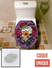 Housse de toilette - Décoration abattant wc Skull Flowers Violet