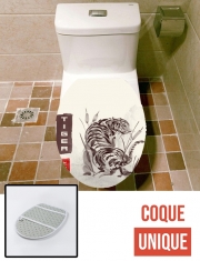 Housse de toilette - Décoration abattant wc Tiger Japan Watercolor Art