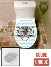 Housse de toilette - Décoration abattant wc Tigre sur chevron