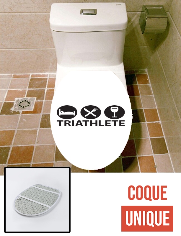 Housse de toilette - Décoration abattant wc Triathlète Apéro du sport