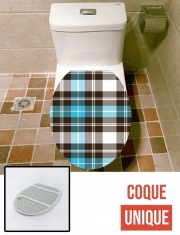 Housse de toilette - Décoration abattant wc Bleu turquoise ecossais