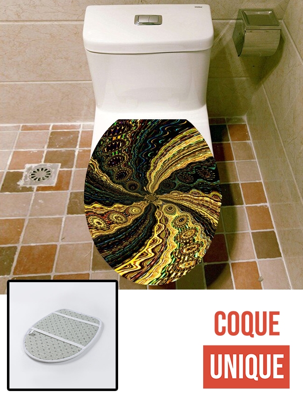 Housse de toilette - Décoration abattant wc Twirl and Twist black and gold