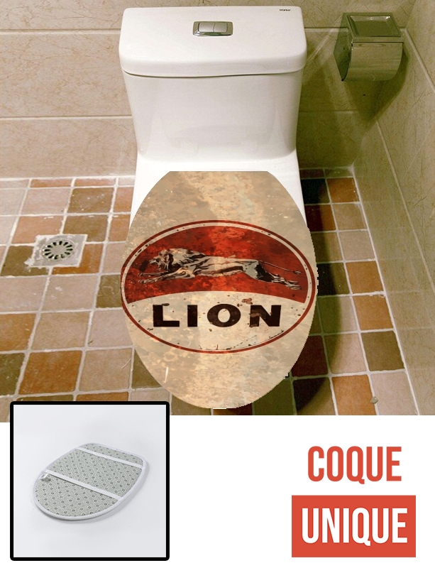 Housse de toilette - Décoration abattant wc Vintage Gas Station Lion