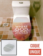 Housse de toilette - Décoration abattant wc Where God guides he provides Bible