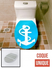 Housse de toilette - Décoration abattant wc Ancre blanche