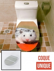 Housse de toilette - Décoration abattant wc Hamster dalmatien blanc tacheté de noir