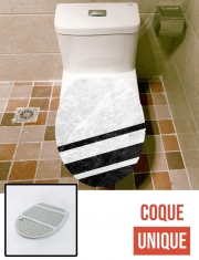 Housse de toilette - Décoration abattant wc effet marbre blanc