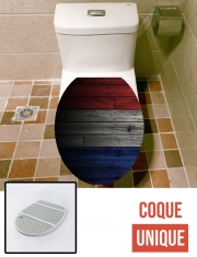 Housse de toilette - Décoration abattant wc Drapeau France sur bois