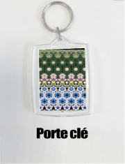 Porte clé photo Abstract ethnic floral stripe pattern white blue green