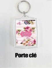 Porte clé photo Pink floral Marinière - Je t'aime Maman