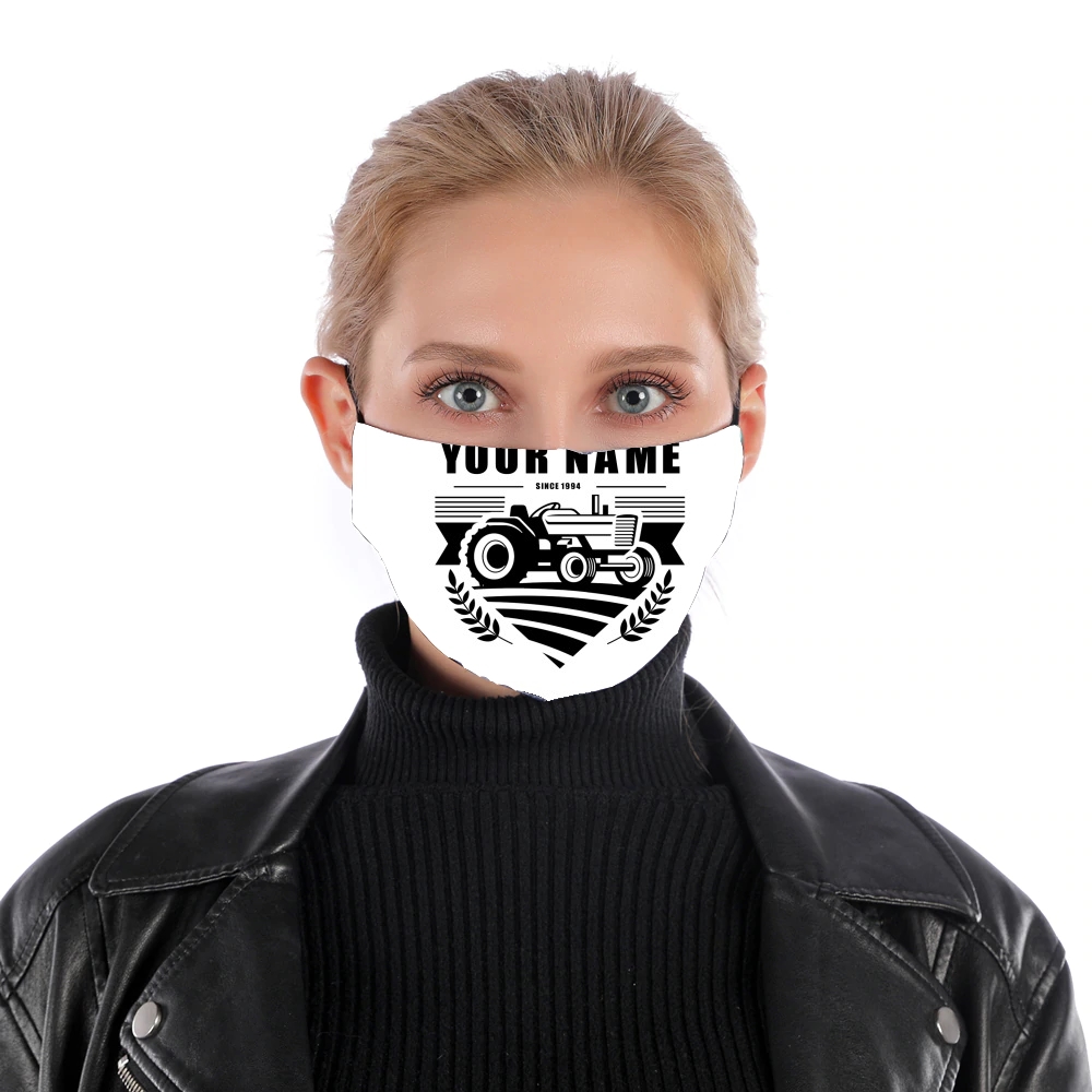 Masque alternatif Tracteur Logo personnalisable prénom date de naissance