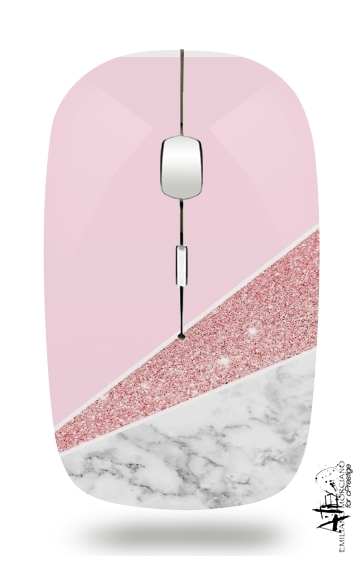 Souris sans fil avec récepteur usb Initiale Marble and Glitter Pink