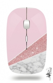 Souris sans fil avec récepteur usb Initiale Marble and Glitter Pink