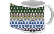 Tasse Mug Abstract ethnic floral stripe pattern white blue green