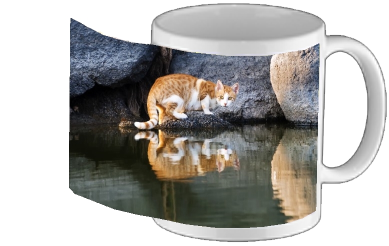Tasse Mug  Reflet chat dans l'eau d'un étang 