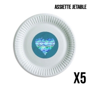 Pack de 5 assiettes jetable A Sea of Love (blue)