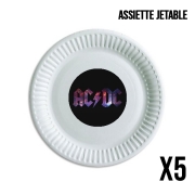 Pack de 5 assiettes jetable AcDc Guitare Gibson Angus