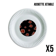 Pack de 5 assiettes jetable Akatsuki  Nuage Rouge pattern