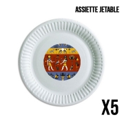 Pack de 5 assiettes jetable Ancient egyptian religion seamless pattern