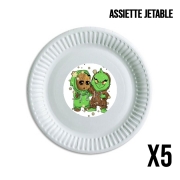 Pack de 5 assiettes jetable Baby Groot and Grinch Christmas