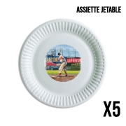 Pack de 5 assiettes jetable Baseball Painting