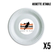 Pack de 5 assiettes jetable Basketball Born To Play
