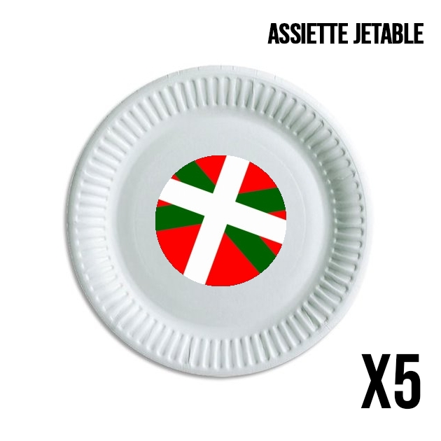 Pack de 5 assiettes jetable Basque