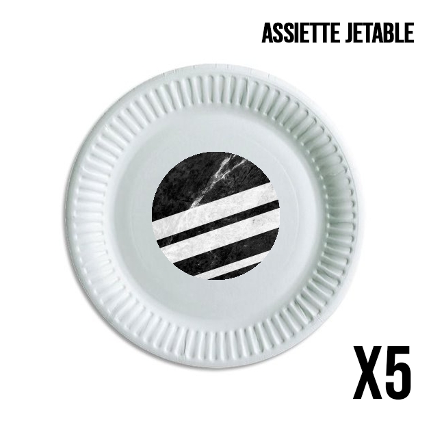 Pack de 5 assiettes jetable Black Striped Marble