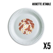 Pack de 5 assiettes jetable Breakfast Eggs and Bacon