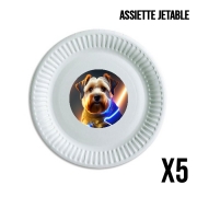 Pack de 5 assiettes jetable Cairn terrier