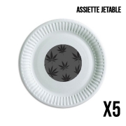 Pack de 5 assiettes jetable Feuille de cannabis Pattern