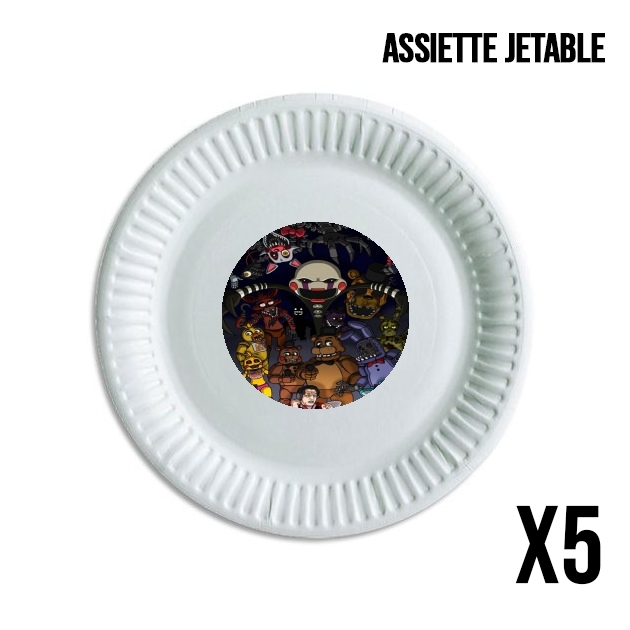 Pack de 5 assiettes jetable Five nights at freddys