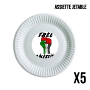 Pack de 5 assiettes jetable Free Palestine