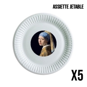 Pack de 5 assiettes jetable Girl with a Pearl Earring