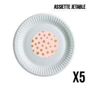 Pack de 5 assiettes jetable Golden Dots And Pink