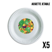 Pack de 5 assiettes jetable Healthy Food: Fruits and Vegetables V2