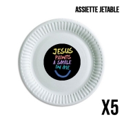 Pack de 5 assiettes jetable Jesus paints a smile in me Bible