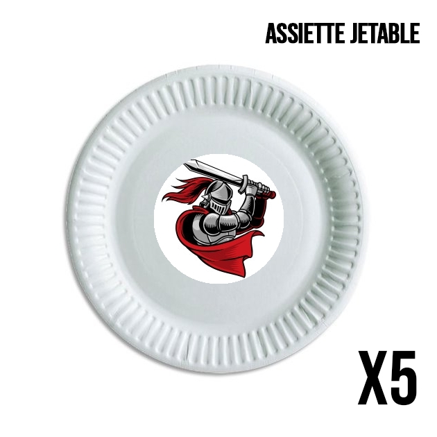 Pack de 5 assiettes jetable Knight with red cap