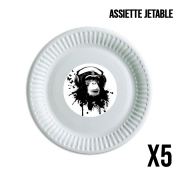 Pack de 5 assiettes jetable Monkey Business - White