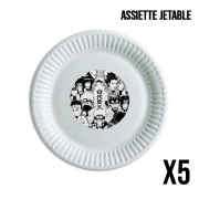 Pack de 5 assiettes jetable Naruto Black And White Art